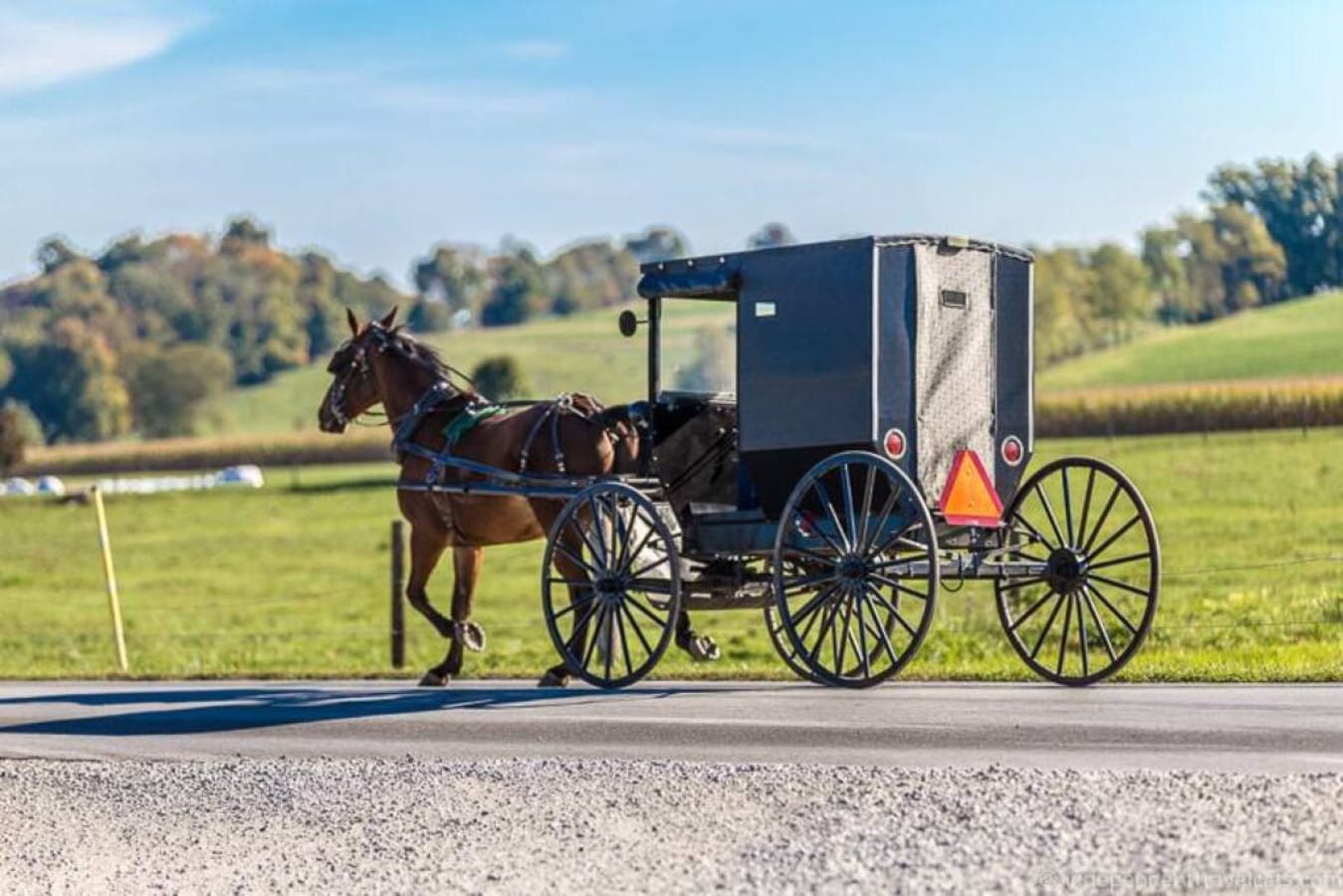 Rolling farmland and back roads in Ohio's Amish Country near Berlin