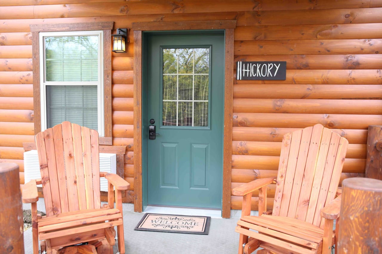 The private porch of the Hickory Suite at Blessings Lodge in Amish Country Ohio