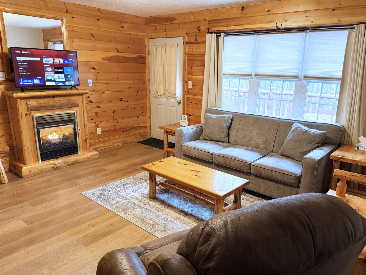 The living room of the Hope Suite at Blessings Lodge in Berlin, Ohio